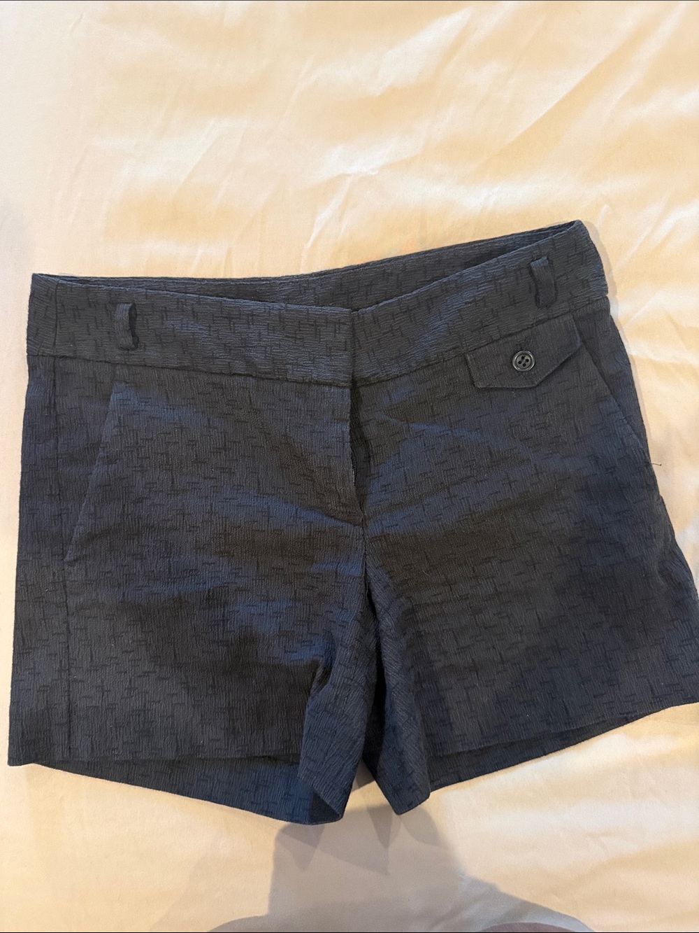 Theory Navy Textured Women's Bermuda Shorts - Picture 3 of 5